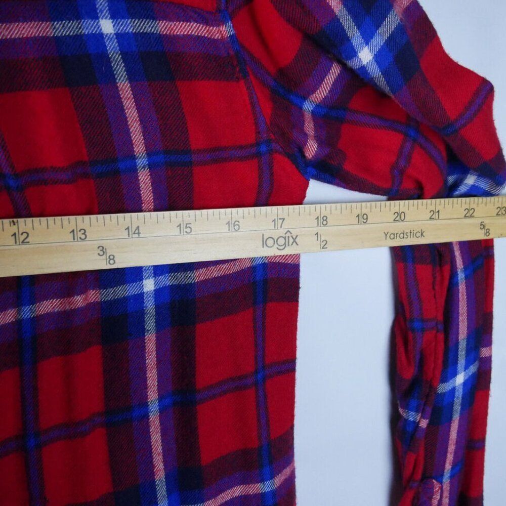 American Eagle Women's Size S Flannel Shirt Boyfriend Fit Soft Plaid Red - Picture 9 of 13